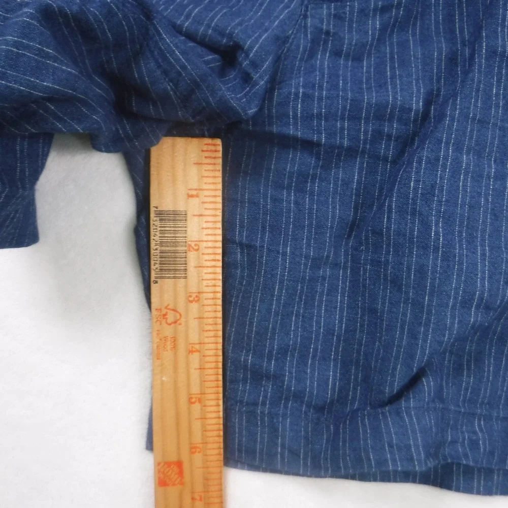 Banana Republic Mens Blue Pinstripe Linen Blend Shorts Size 33 Summer Preppy‎